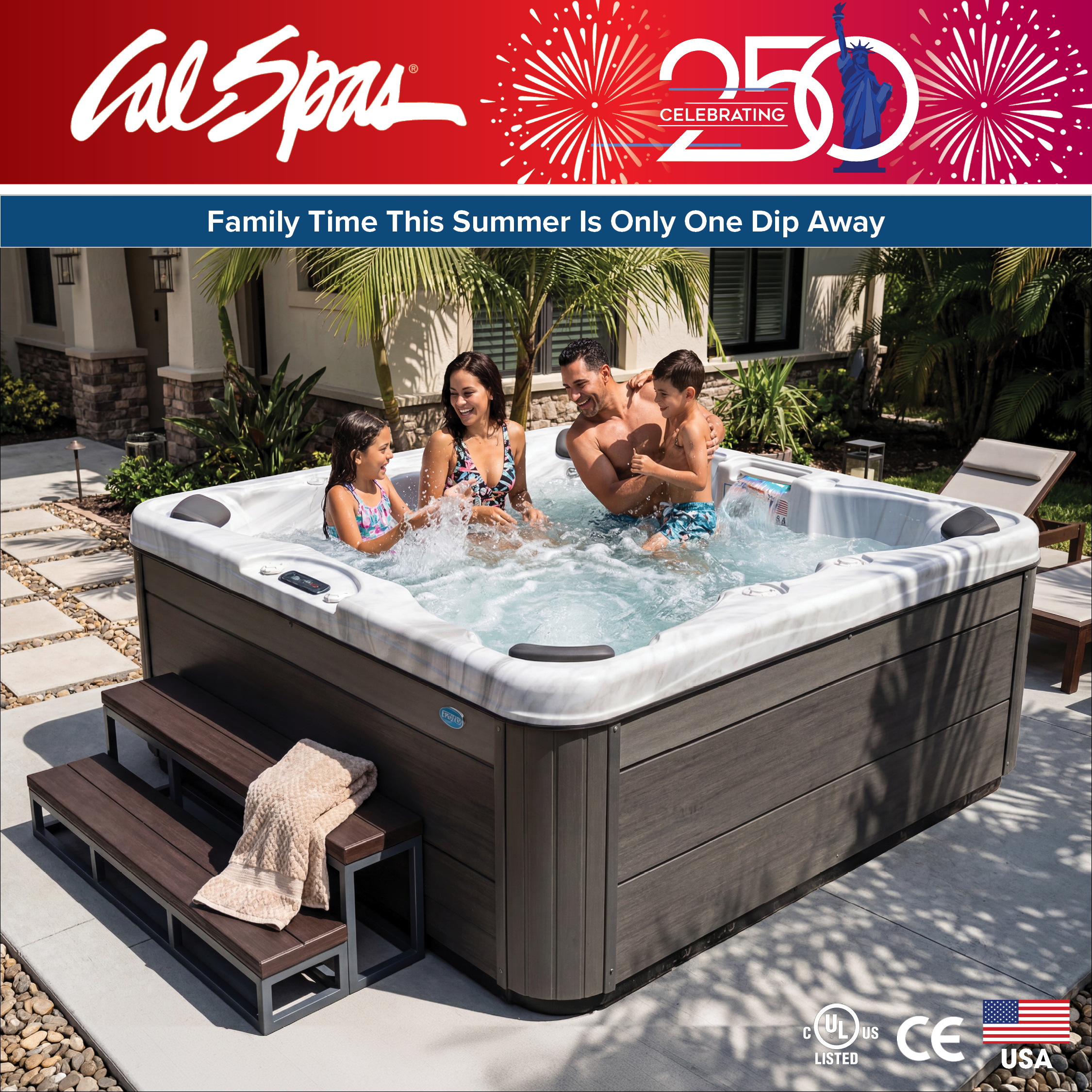 Calspas hot tub being used in a family setting - Snoqualmie
